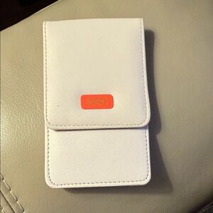GSQ White Makeup Brush Pouch with Orange Accent